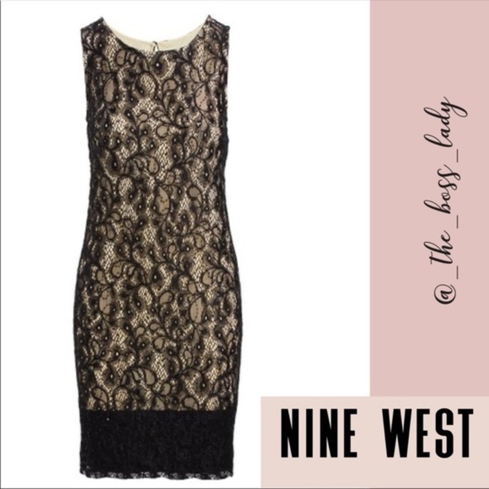 NWT NINE WEST lace and sequin cocktail dress short size 6